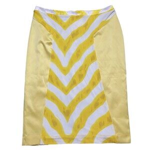 NWT Just Cavalli Sz 44 Bodycon Pencil Skirt Silk Yellow White Zebra Animal Print